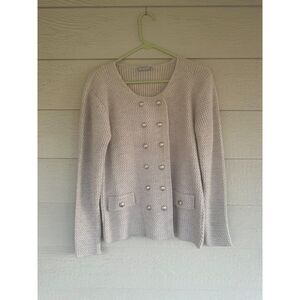 Milan Kiss Stone Knit Double Breasted Cardigan Sweater Jacket Size L